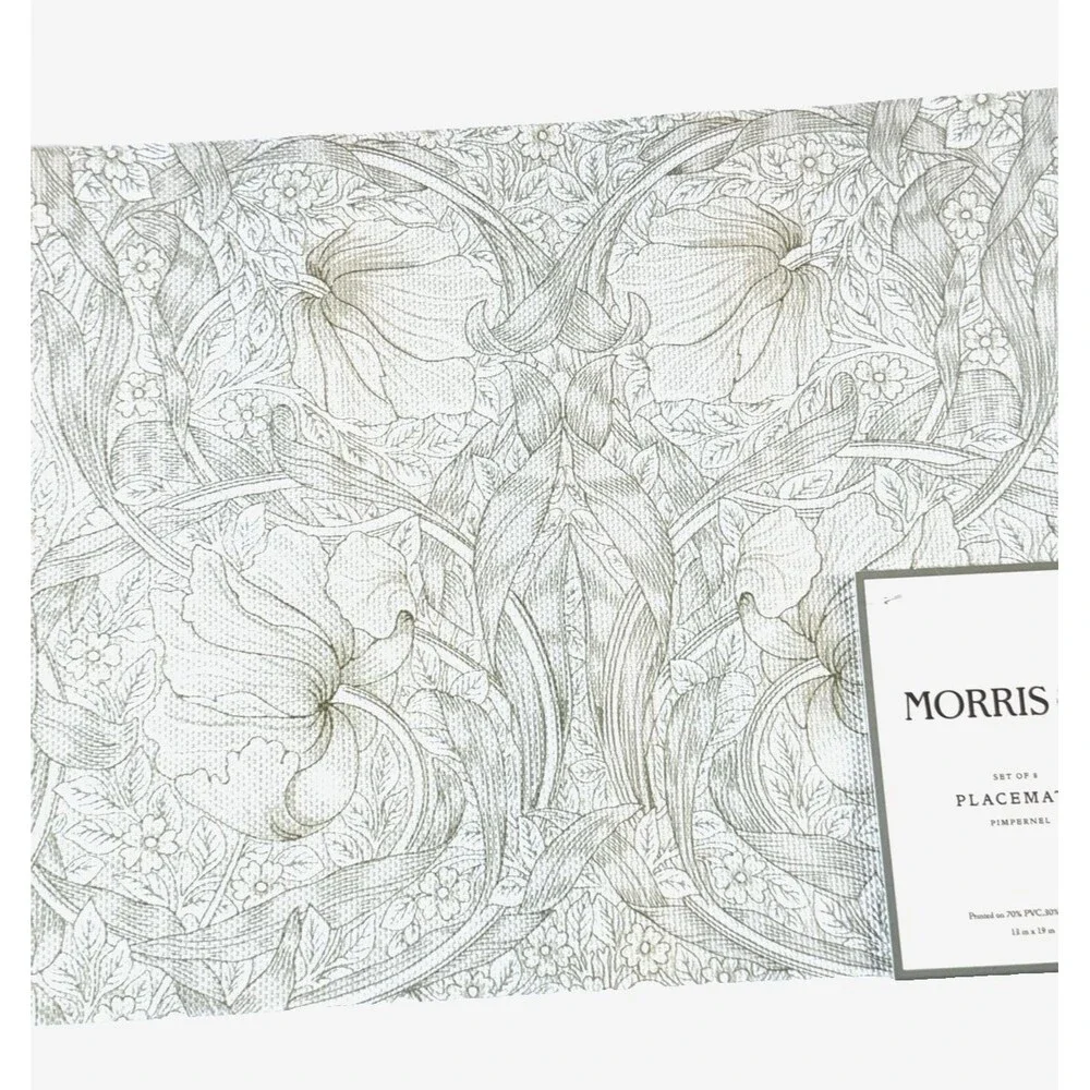 Morris & Co Pimpernel Placemats Set of 8 PVC Polyester English Garden Wipe Clean